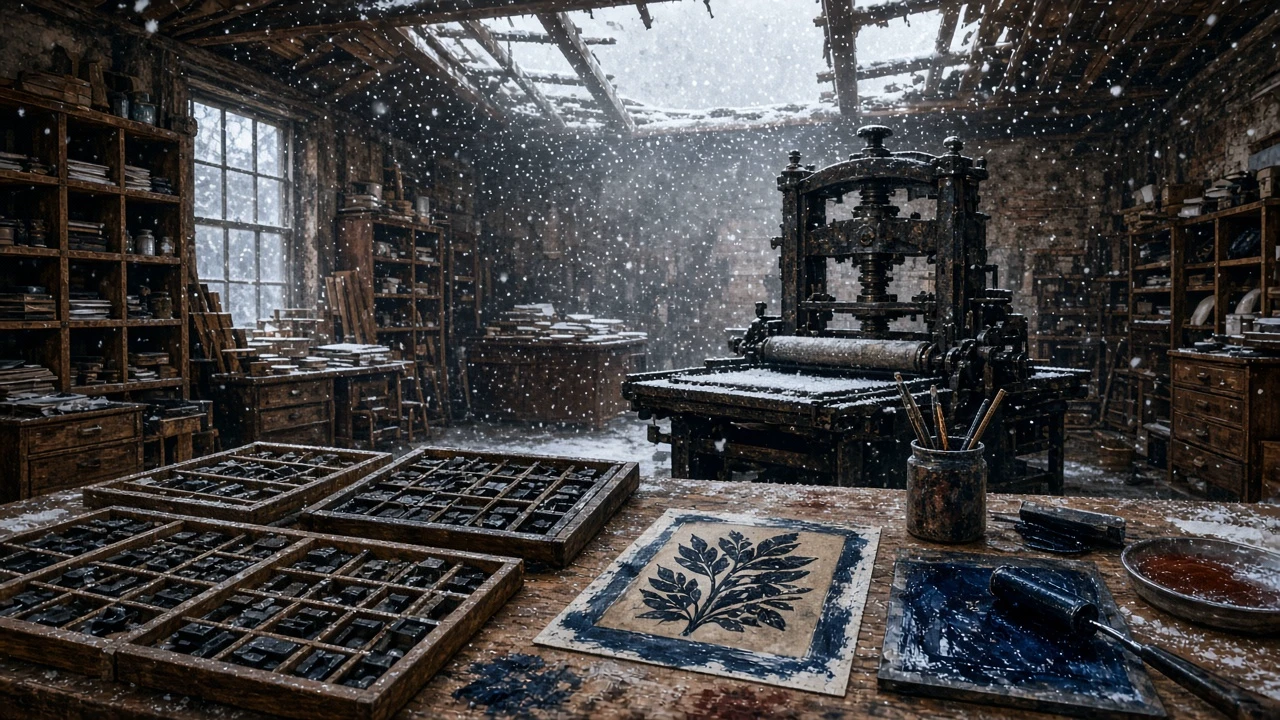 雪の活版印刷