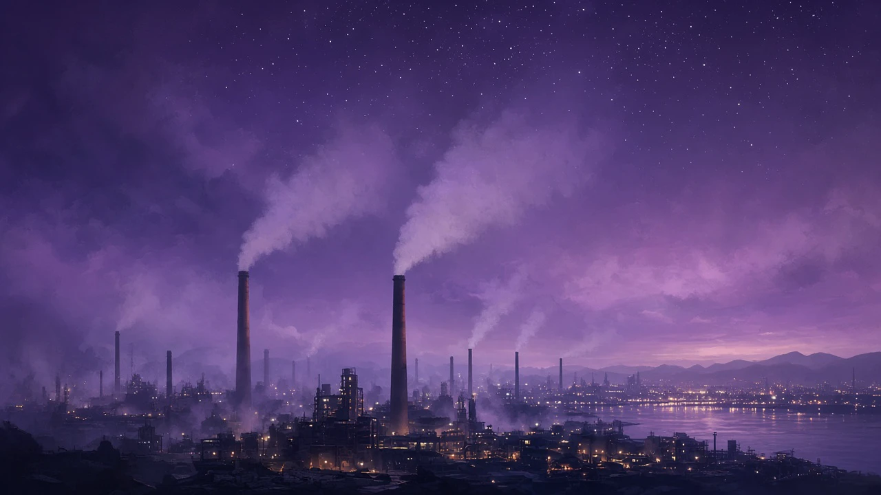 工場夜景の煙