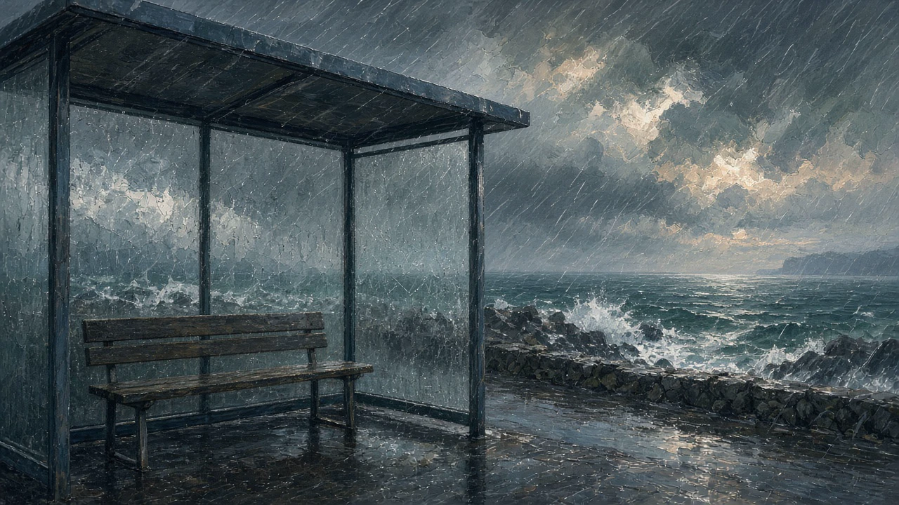 海沿いのバス亭