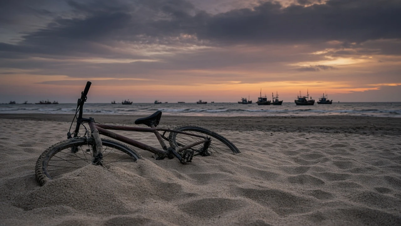 砂浜の自転車
