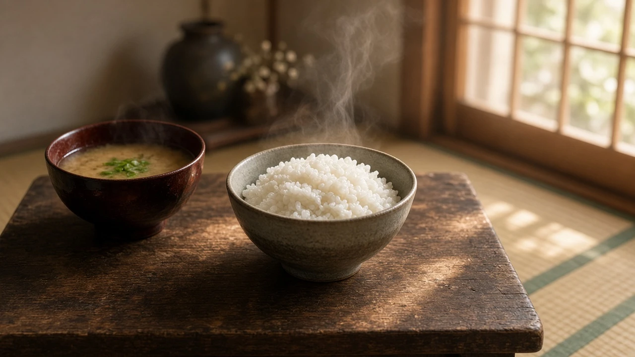 湯気の茶碗