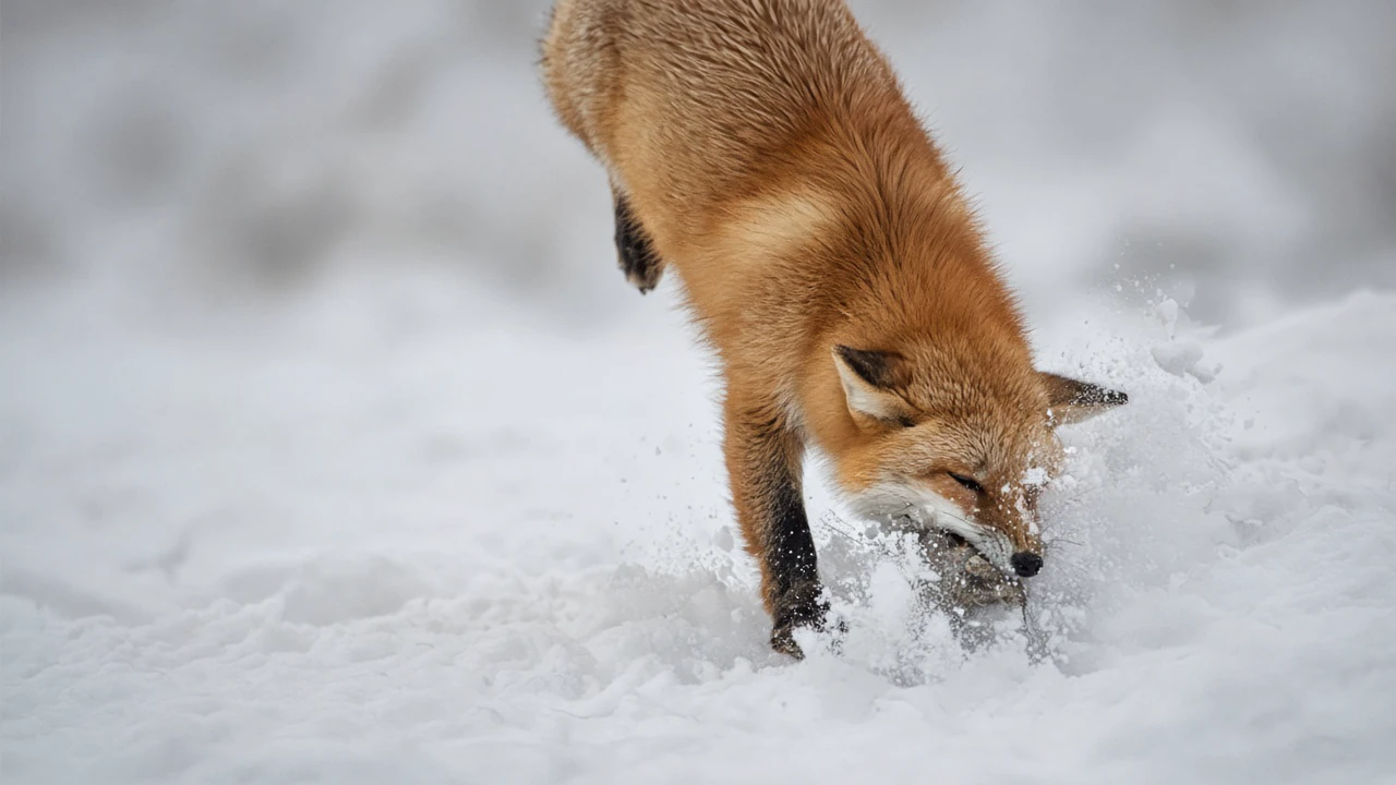 キツネの雪中狩り