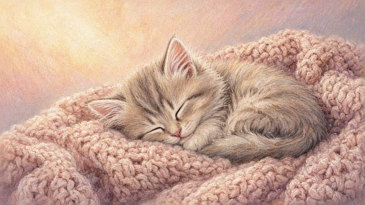 パステル画の子猫