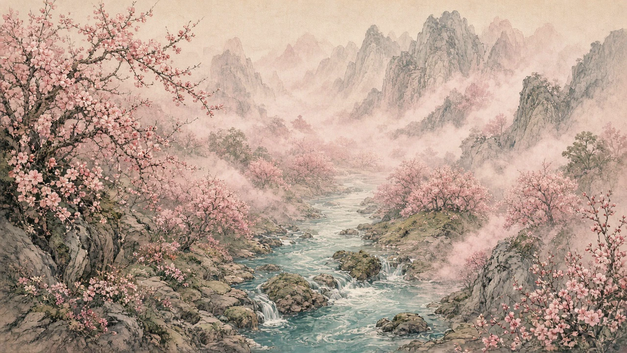 桃源郷の桃の花