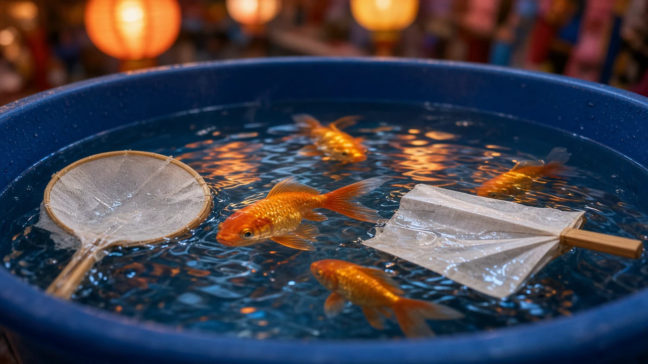縁日の金魚すくい