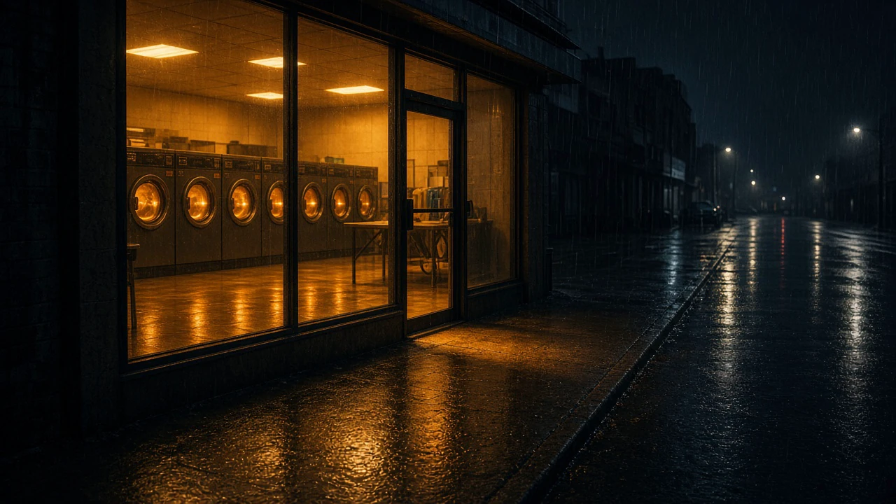 雨夜のコインランドリー