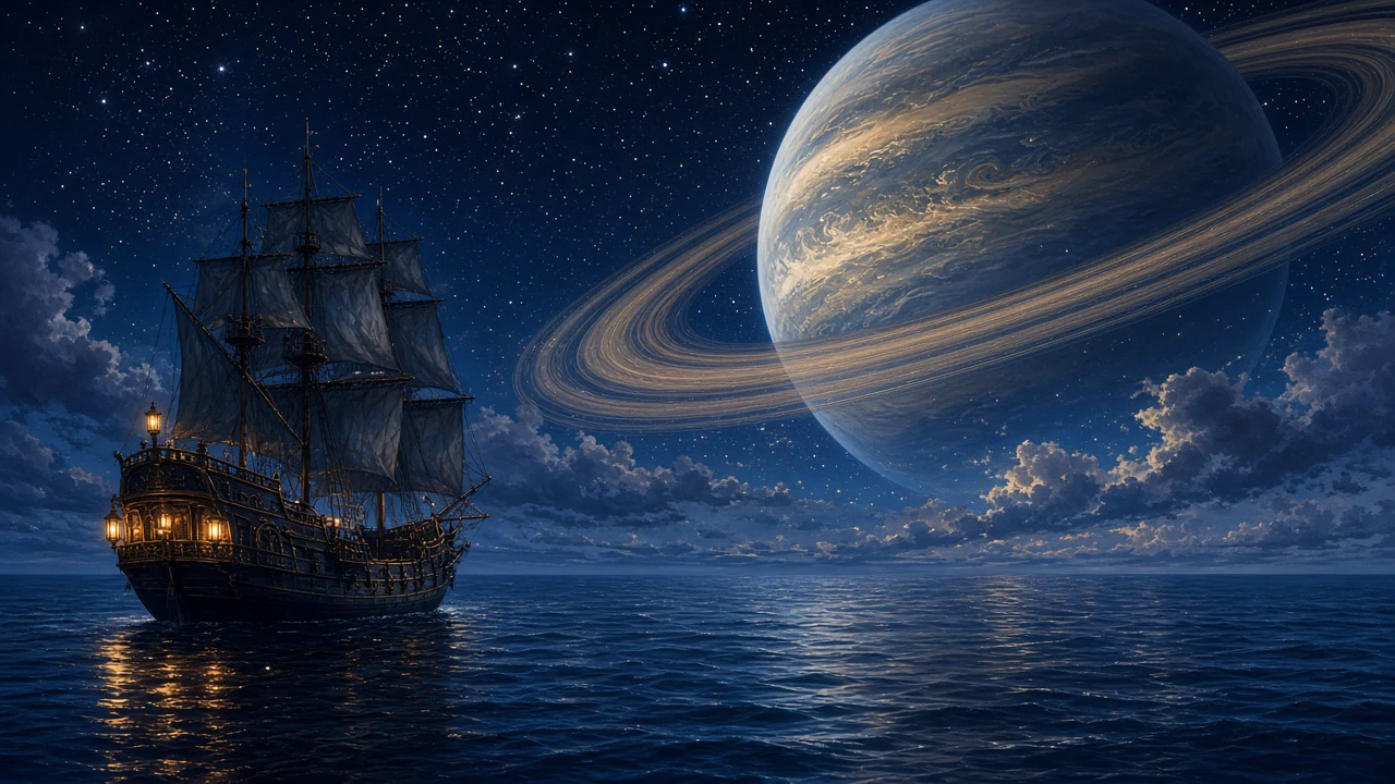 環の惑星と帆船