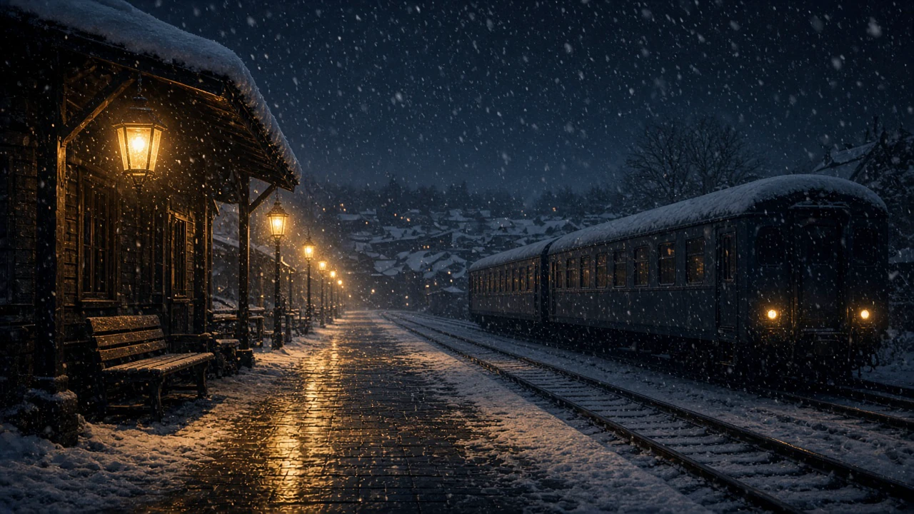 雪の夜の無人駅