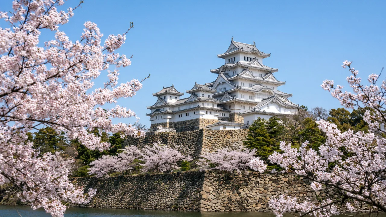 石垣の上の白いお城